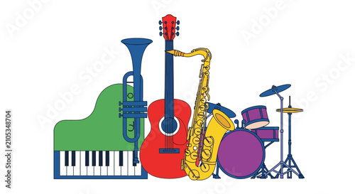 Musical instruments for music making ensemble.