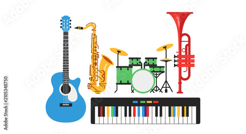 Musical instruments for music making ensemble.