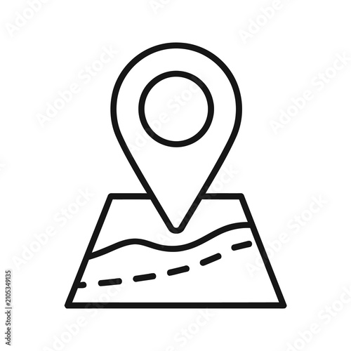 Quadro su tela Location pin with map outline icon navigation and geographic positioning