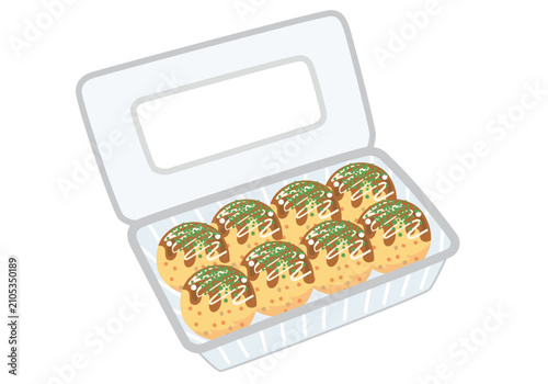 Bild auf Leinwand 美味しそうなパック入りのタコ焼きイラスト02