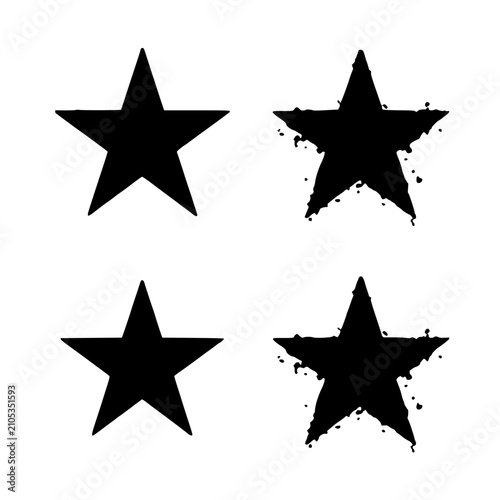 Принти на полотні Black and white star shapes set with grunge texture featuring distressed, monoch