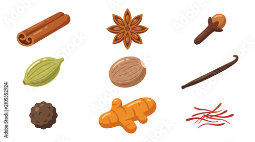 Bild auf Leinwand Assorted spice collection culinary ingredients