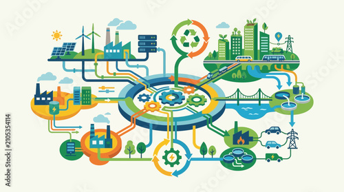 Circular Economy and Sustainable Smart City Ecosystem Infographic