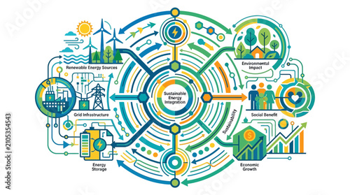 Sustainable Energy Integration Infographic Concept