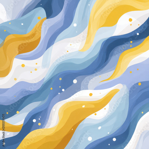 Abstract colorful waves in a dreamy sky background isolated on transparent background