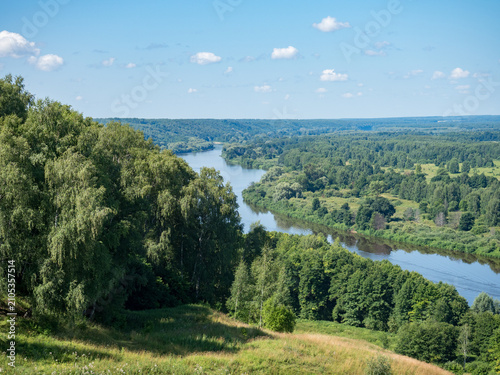 the beauty of the Russian land. The nature of the native land.The forest is a river on a summer day.
