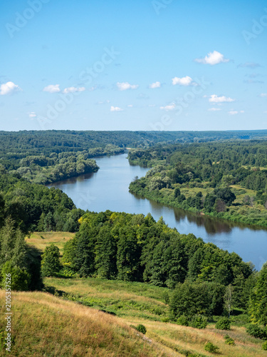 the beauty of the Russian land. The nature of the native land.The forest is a river on a summer day.