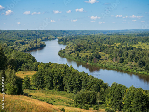 the beauty of the Russian land. The nature of the native land.The forest is a river on a summer day.