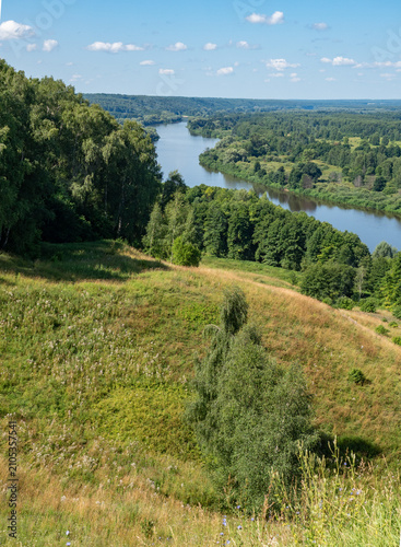 the beauty of the Russian land. The nature of the native land.The forest is a river on a summer day.