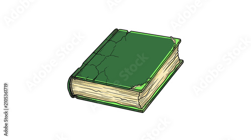 Canvastavla Vintage green hardcover book, isolated on white background
