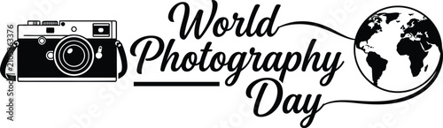 Cuadro en lienzo World photography day celebration vintage camera globe graphic for photographers