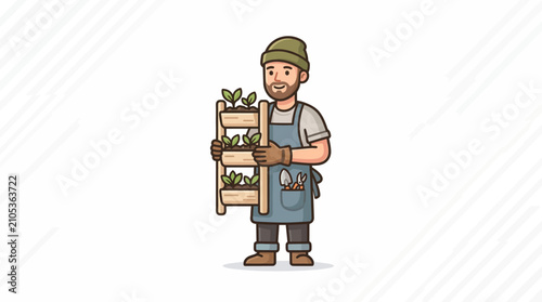 фотографія Gardener holding plant shelf illustration gardening and cultivating concept