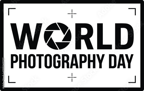 Cuadro en lienzo World photography day celebration graphic design with camera viewfinder and glob
