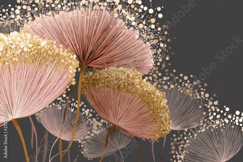 Modern Mustard Gold Dandelion Floral Vector on Charcoal Background