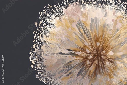 Modern Mustard Gold Dandelion Floral Vector on Charcoal Background