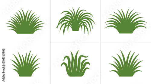 Schilderij op canvas Green grass clumps icons