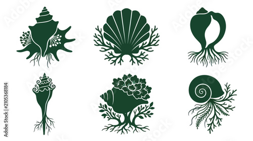 Fotografie Marine life emblem collection