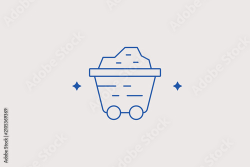 Foto Mining coal cart line icon for heavy industry
