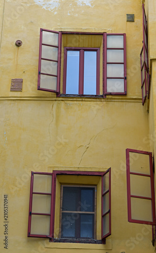 Bild auf Leinwand picturesque historic houses in Bressanone, South Tyrol, Italy