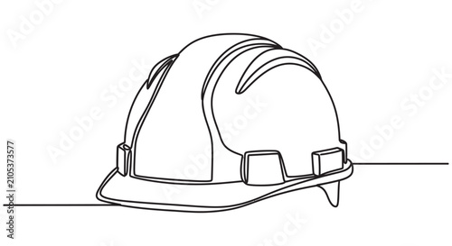 Obraz na płótnie Construction helmet line drawing on white background safety equipment illustrati