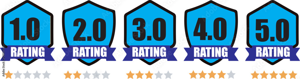 Naklejka premium Rating score badges vector set illustration design elements