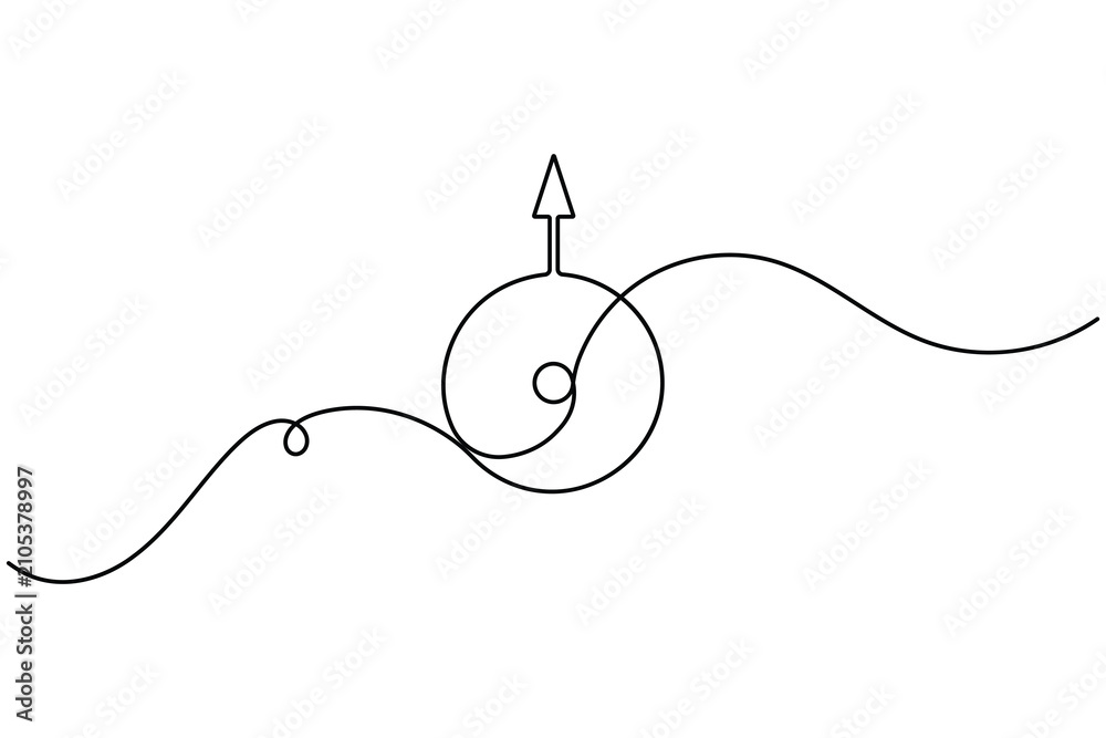 Obraz premium Continuous one line drawing of planet Uranus symbol astrology icon sign on white background minimalist single line art space documentaries and astronomy clips outline vector illustration