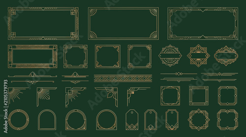 Decorative Art Deco Frames Borders and Geometric Ornaments Collection.
