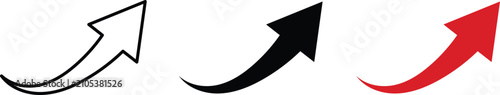 Foto Upward curved arrow icon set