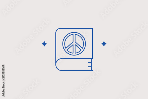 Photos Book with peace sign line icon for human rights education