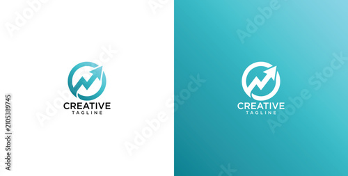 Financial growth arrow in circle logo representing upward trend and business success