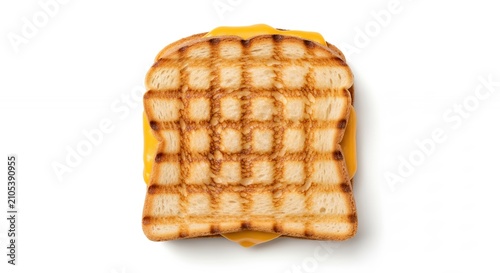Crispy Toasted Grilled Cheese Sandwich with Golden Brown Crust and Melty Filling Isolated on Plain White Background