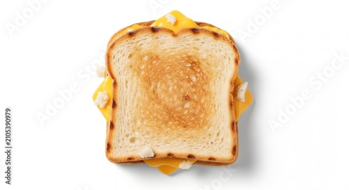 Delicious Toasted Grilled Cheese Sandwich with Melted Cheddar on Golden Crispy Bread Isolated on White Background