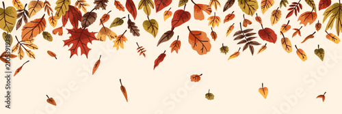 Quadro su tela Border design with falling leaves
