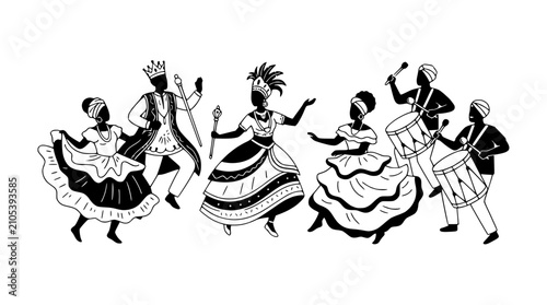 Foto Afro-Brazilian Dancers and Musicians in Traditional Costume