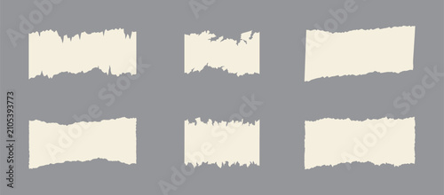 Collection of ripped notebook pages and blank torn paper strips. Vector design elements.