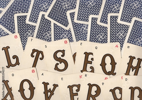 Quadro su tela A montage of vintage alphabet playing cards.