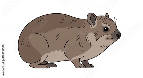 Cute Rock Hyrax Small African Mammal Animal Illustration Isolated on White Background for Nature and Wildlife