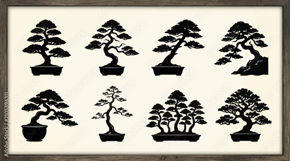 Obraz premium Collection of decorative potted trees