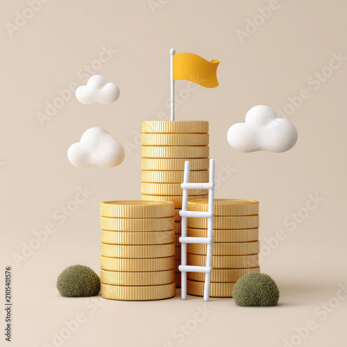 Colorful wooden building blocks with yellow roof isolated on transparent background