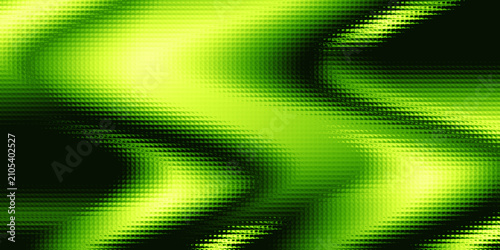Green and black abstract wavy background with digital pixelated mosaic mesh pattern texture.