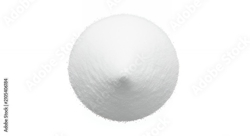 Minimalist Pile of White Fine Granulated Sugar or Salt Crystals in Circle Shape Isolated on Pure White Backdrop