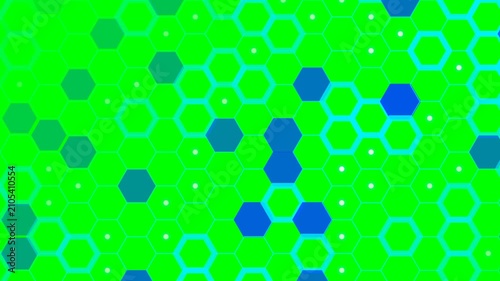 Animated Hexagon Grid with Shifting Blue and Green Colors Technology Background