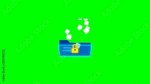 Secure Folder Data Upload on Green Screen Animation for Digital Security