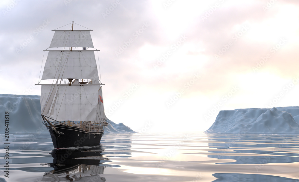 Photography Poster Historic polar exploration ship handcrafted