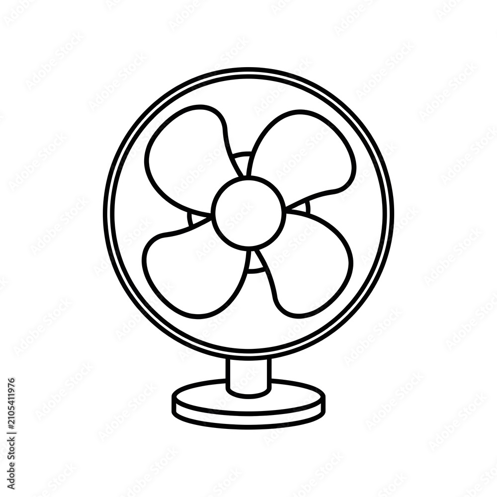 Obraz premium Retro Electric Table Fan Line Art Coloring Page Vector Illustration