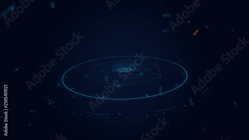 Futuristic Hud Display Visualizing Technical Data and Abstract Geometry