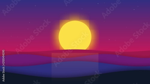 Vibrant Animated Sunset Ocean Horizon with Gradient Hues and Shifting Waves