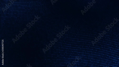 Abstract blue dotted grid background with smooth flowing structure, futuristic depth and dark moody lighting. Ideal for technology, data, network, digital and innovation themes.
