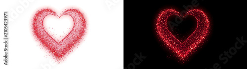 Canvastavla Glitter heart with red sparkling particles glowing brightly in a romantic shape