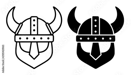 Konstfotografi Minimalist viking helmet icon in outline and solid (filled) style for UI UX app